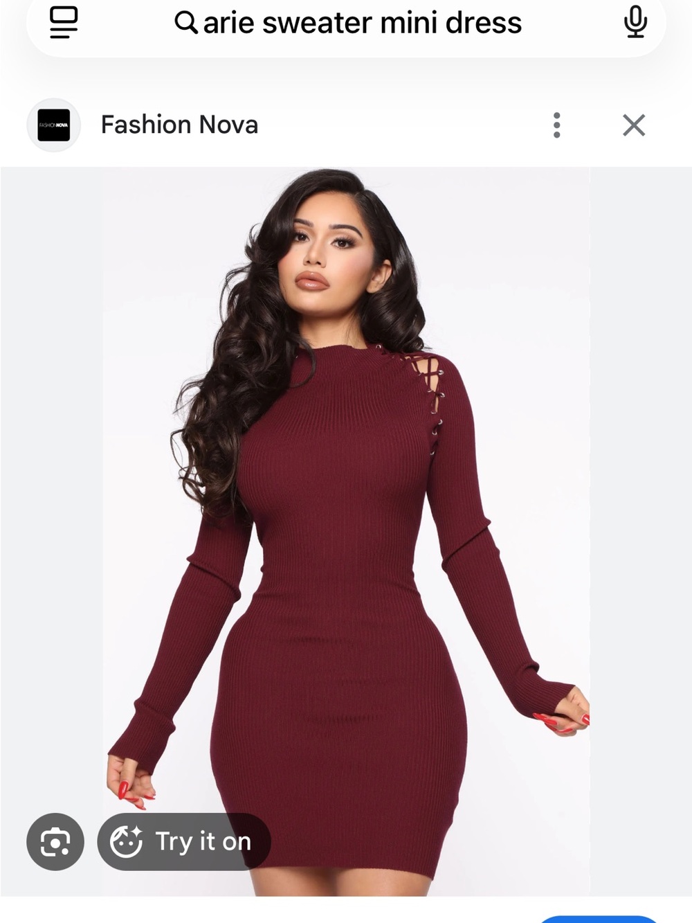 Women’s Arie Sweater Mini Knit Dress sz M. Color is Burgundy.  New with tag.